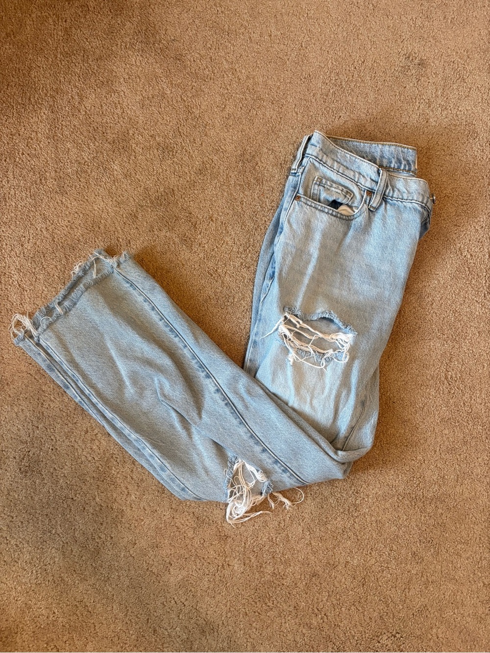 Pacsun Light Blue Distressed Ripped Baggy Women's Jeans